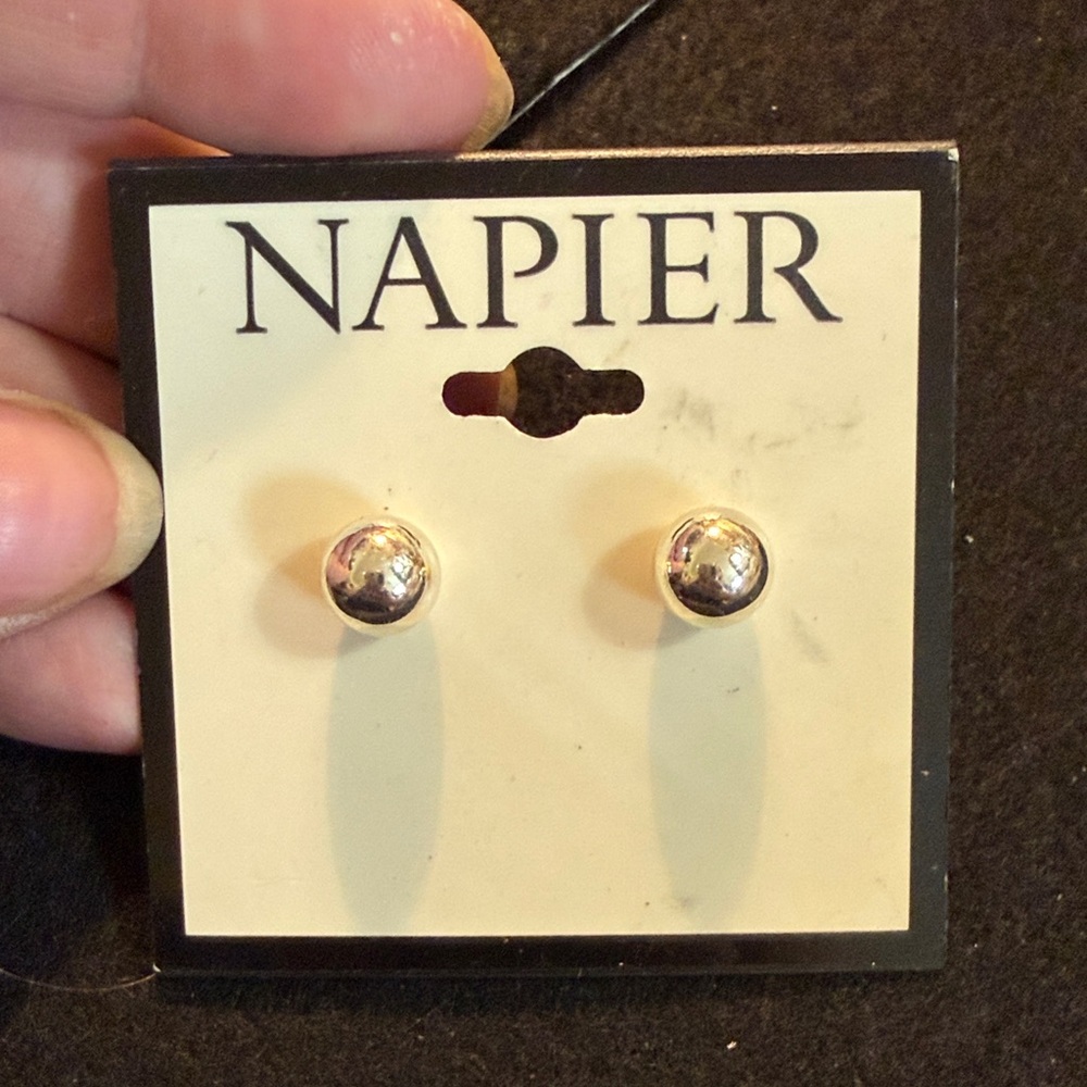 Napier Polished Silver Ball Stud Earrings